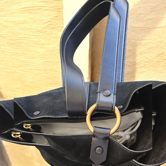 Emporio Armani Suede Black Bucket Bag - Picture 3 of 5